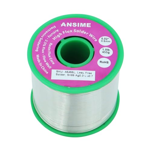 Image of Lead Free Solder Wire 0.5mm Fine Electronic Solder Wire 0.02inch, Tiny Leadfree Solder Wire 1 Pound, Thin Gauge Solder Wire, No Lead Rosin Flux Core flow Alloy Soldering Sn99 Ag0.3 Cu0.7