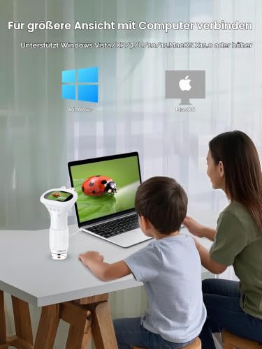 Acoath Mikroskop für Kinder, Digitales Taschenmikroskop mit 2,0" IPS-Bildschirm Lupe 200x Vergrößerung… – Ansicht 6