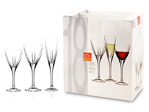 Rcr Fusion Servicio de Cálices, Vidrio, Transparente, Confección de 18 Piezas