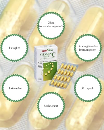 Vitamin C 300mg und Zink 5mg Depot Kapseln von Amosvital