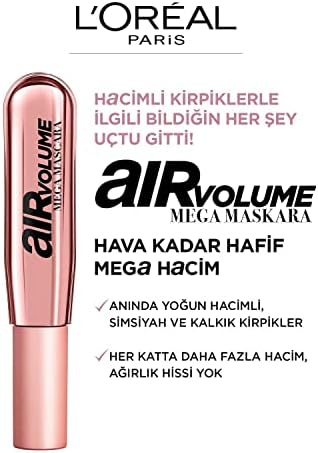 L'Oreal Paris, Air Volume Mega Mascara, Black, 0.023 kg