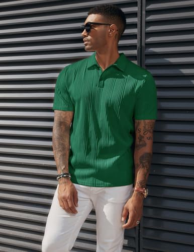 Image of PJ PAUL JONES Mens Polo Shirts Short Sleeve Textured Knit Polos