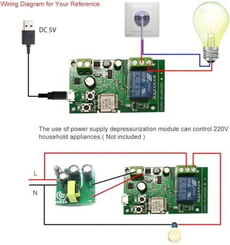 Image of Tuya Smart Home WiFi Remote Door Lock Control Board Module with Timing Function Compatible with Alexa Google Home 433MHz Remote and Tuya App Support DC AC USB Power Input