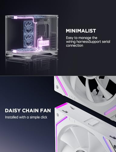 Image of Asiahorse Dawn 120mm Case Fan, ARGB PWM 1850RPM /71CFM Airflow, Forward & Reverse Blade Design, Low Noise, Precision HDB Bearings High Performance UNI PC Fan Modular Daisy Chain