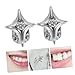 DEARMAMY Star Single Tooth Grill Silver Fashion Tooth Jewelry for Hip-Hop Cosplay and Parties Lightweight Comfortable Asymmetrical Teeth Decor
