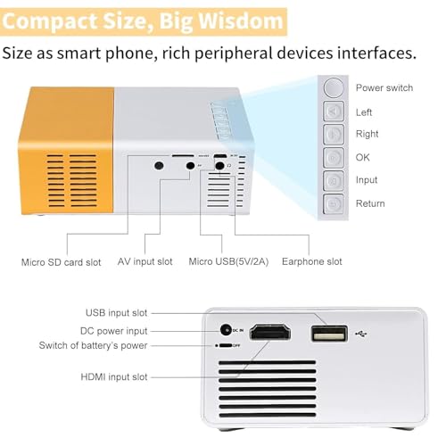 Image of Portable Mini Smart Projector Compatible with Android iOS Laptop firestick - 60 inch Projection | 1080P FHD Support for Children's, Home Cinema, Compatible with Smartphone /Laptop /PS4 /Firestick