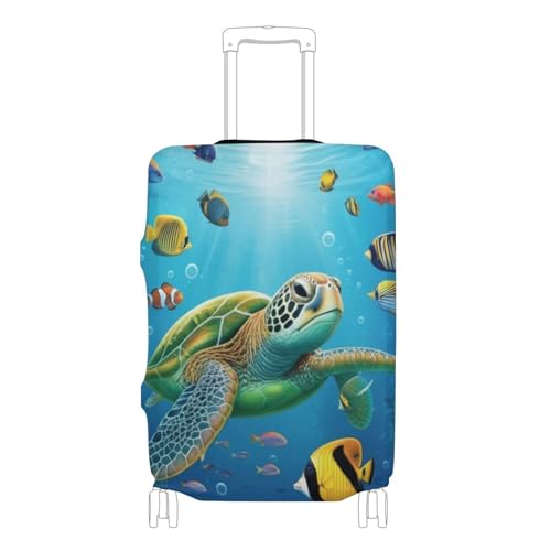 Joisal Suitcase Covers for Luggage Protector Colorful Underwater Sea Lives Turtle Protective Aesthetic Travel Gifts Luggage Sleeve, S, Fits 18-20 Inch Case