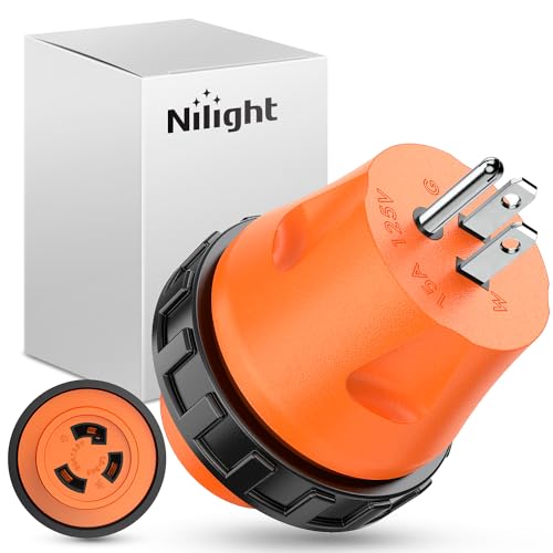 Image of Nilight 15 Amp to 30 Amp RV Power Adapter 5-15P to L5-30R | 110 Volt Twist Locking Connector 15A Male Plug to 30A Female Receptacle for RV Generator Camper Electrical Converter