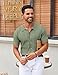 COOFANDY Mens Knit Shirt Button Down Short Sleeve Vintage Polo Shirts Fashion Summer Beach Shirt, Light Green, XL