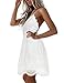 AOOKSMERY Women Summer V-Neck Spaghetti Straps Lace Backless Party Club Beach Mini Dresses (White, Small)