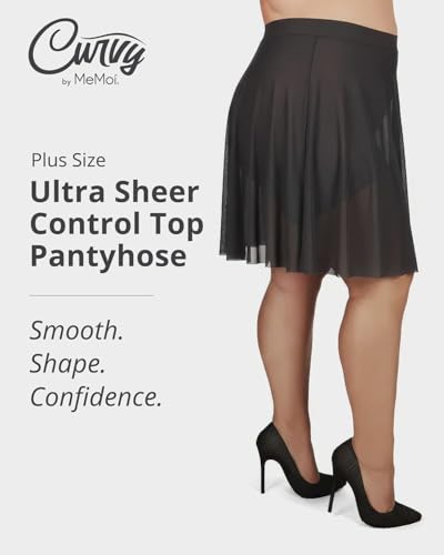 Image of MeMoi Plus Size Curvy Ultra Sheer Control Top Pantyhose