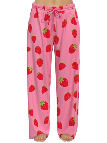 Image of FLYCURVY Plus Size Women Pajama Pants Soft Long Sleep Lounge Pants Drawstring Star Floral Printed with Pocket L-5XL