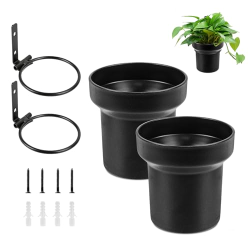 HA BIN Wandblumentopf für Akustikpaneele 2er-Set kleine PP-Blumentöpfe Ø10×H10cm mit Halterungen für Wand Balkon & Büro dekorativ & platzsparend