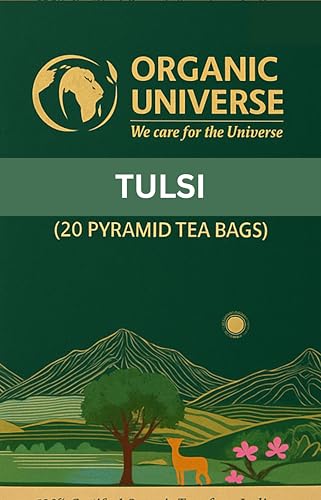 Image of ORGANIC UNIVERSE Premium Organic Tulsi Tea I Whole Leaf Tea | 20 Pyramid Herbal Tea Bags | Caffeine Free | 100% Organic certified