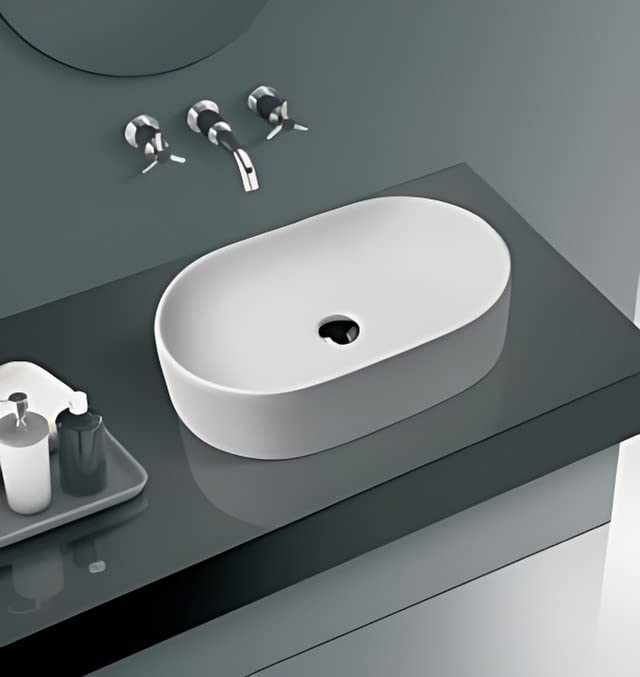 Overa Grade Ceramic Table Top Wash Basin (51X32X15) (White) Amazon.in