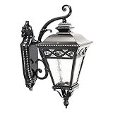 OUDINI Black Outdoor Wall Lights, Industrial Wind Retro Loft Waterproof Wall Sconce,Retro Glass Staircase Garden E27 Wall Lamp, for Front Door, Entry, Porch, Patio