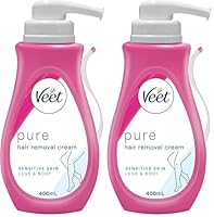 Veet Pure Hair Removal Cream Legs and Body Sensitive Skin, 400ml (Pack of 2)