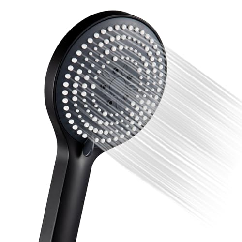 OFFO Duschkopf Schwarz Duschkopf Groß(130mm) mit 6 Strahlarten Duschbrause für Wassersparend Shower Head für Baden Handbrausen Schwarz