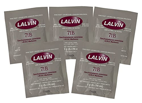 5x Lalvin 71B-1122 Levure à vin nouveau style 5g fabrication maison 4,5L-23L