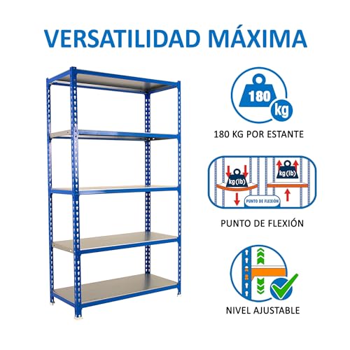 Estantería metálica Simonclick de 5 alturas en azul y galva 5