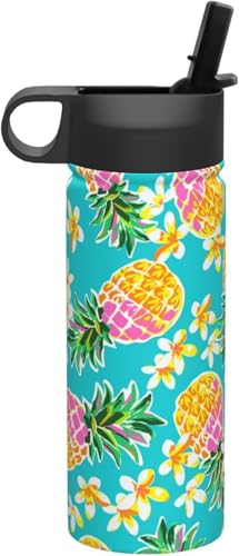 かわいい パイナップル柄 (7) 水筒 真空断熱 保温 保冷 スポーツボトル 人気 ステンレスボトル スポーツ飲料対応 漏れない 直飲み530ml 男の子 女の子 おしゃれ プレゼント