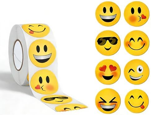 500PCS Yellow Smiley Face Stickers 1 Inch, Cartoon Decorative Sti...