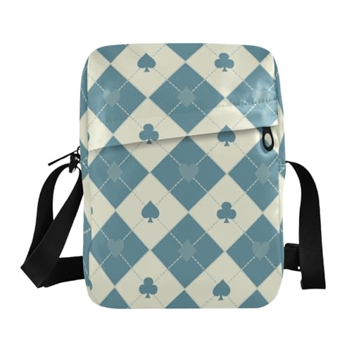 KLL Blue Beige Poker messenger bag Vegan Leather Crossbody Small Bags For Women Casual Shoulder Hand Bags