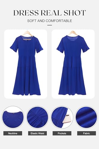 Image of STYLEWORD Womens Summer Casual Short Sleeve Flowy Midi Beach Dress