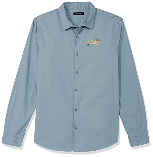Image of KETCH Slim Fit Solid Turquoise Blue Shirt