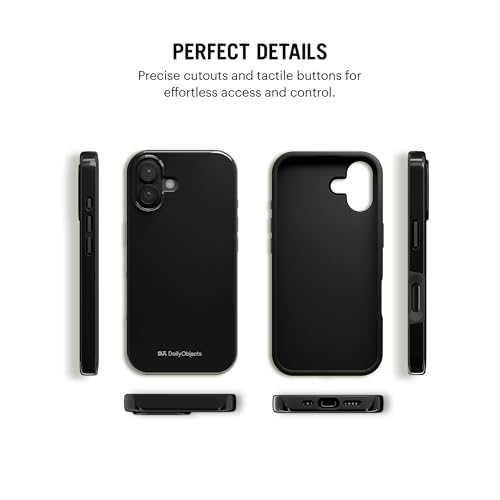 Image of DailyObjects Polycarbonate Enamel Bumper Magsafe Case for iPhone 16 Compatible with Mag-Safe Wireless Charging | Black Hybrid Magnetic Back Cover