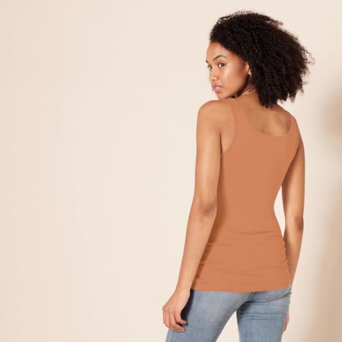 Image of Amazon Essentials Women's Slim-Fit Ribbed Scoop Neck Tank Tops, Pack of 2