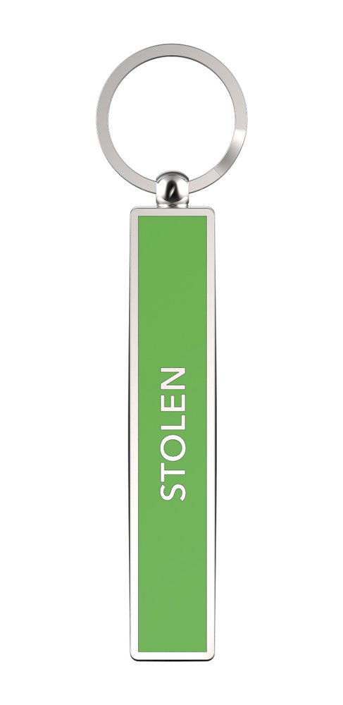 IF Show Offs Keys, Novelty Metal Keyrings with Enamel Infill - Stolen - Lime Green