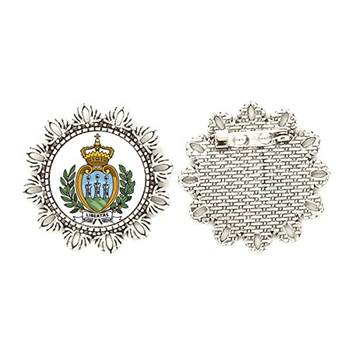 Broche de plata San Marino EU con diseño de flor en tamaño medium para ropa