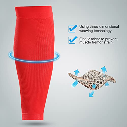 Calf Sleeves, Training Shin Pads, Sport Calf Sleeves, 1Pair Sport Training Compression Support Shin Pads Calf Sleeves Protective Gear Red, for Leg Intensive Activities(L) - Image 3