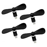 Personal Mini USB Fans for Cellphones - 4 Pack Portable Phone Fan Small Pocket Fan Fast Cooling Travel Fans for IOS Phone 12/11/10/9/8/iPad (Black)