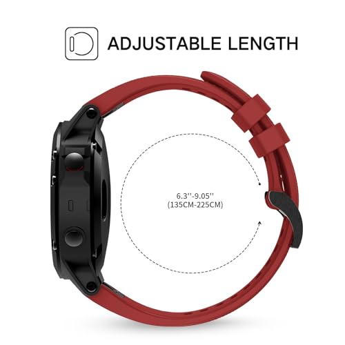 Correa silicona 22mm para Garmin Fenix 6 roja miniatura 3