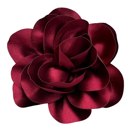 Image of Dainty Satin Fabric Flower Brooches for Women Large Rose Floral Brooch for Party Dance Wedding Banquet Elegant Camellia Fashion Brooch Pin for Women Girl 5.5inch