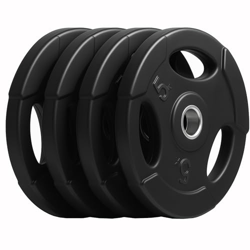 WATSON 3 Cut Rubber Coated Metal Weight Lifting Bar Plates With Metal Bush Compatible Upto 30mm Gym Rods, Home Gym Weight Plates For Men & Women (20Kg Set (5Kgx4))