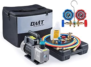 Orion Motor Tech AC Gauges Vacuum Pump, 3.5cfm AC Vacuum Pump and Gauge Set for R134a R12 R22 R502, AC Manifold Gauge Set and HVAC Vacuum Pump with Puncture and Self-Sealing Can Taps Quick Couplers