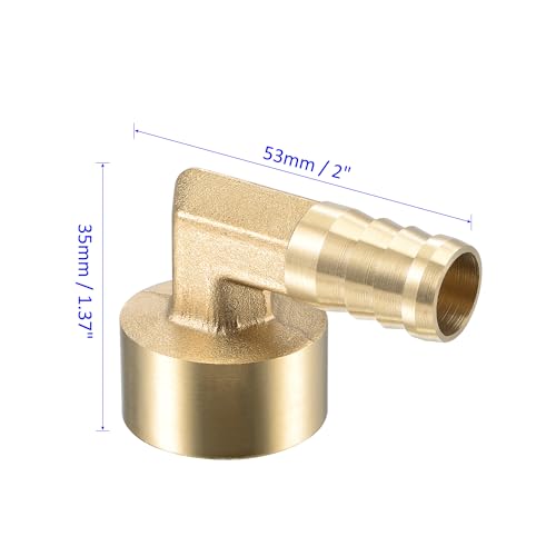 M METERXITY 2 Pack Brass Hose Barb Fittings - 90 Degree Elbow Brass 16mm Barb Connector Apply to Water Fuel (G1/2 Female Pipe) - Image 4