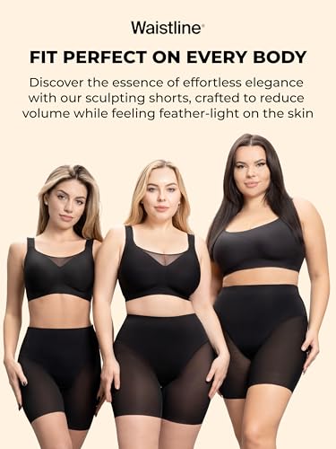 WAISTLINE Anti-Chafing Compression Shorts - Seamless High Waisted Shapewear - Women Tummy Control Shorts Under Dress
