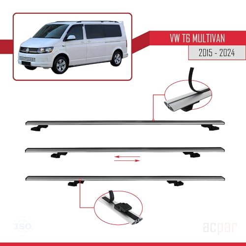 Barres de toit railing alu gris d'exception pour Volkswagen T6 Multivan 2015-2024 modèle basic