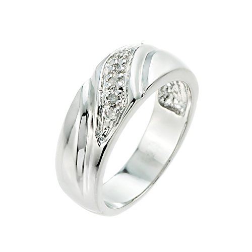 Men's 925 Sterling Silver Diamond Wedding Band