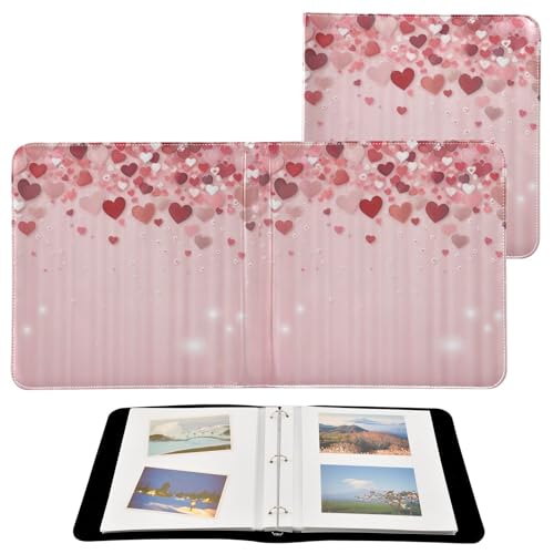 Álbum de fotos adhesivo auto DIY Scrapbook álbum corazones rojos cayendo Día de San Valentín 3 anillos Encuadernadores libro de fotos 40 páginas 8x10 para memoria miniatura 2