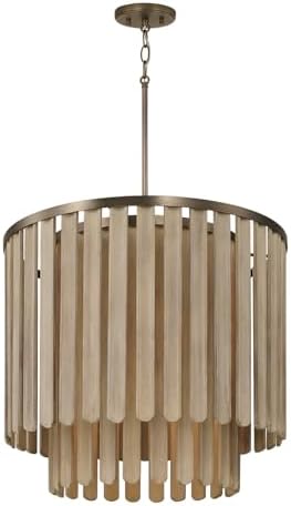 Capital Lighting 355651DR Jada Modern Handcrafted Mango Wood Pendant Ceiling Light, 5-Light 300 Total Watts, 21" H x 24" W, Dark Brass