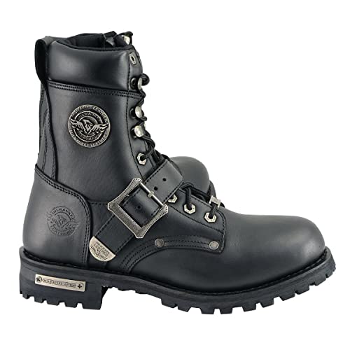 Milwaukee Leather MBM101-BLK-12 Men'S Black Leather Lace-Up Engineer Motorcycle Boots W/Buckles And Side Zipper Mbm101-12 thumb #8