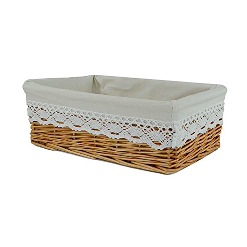 Wicker Woven Basket with Lining for Cosmetics / Cute Empty Gift Basket for Nuts Candy Food,Lining Removable