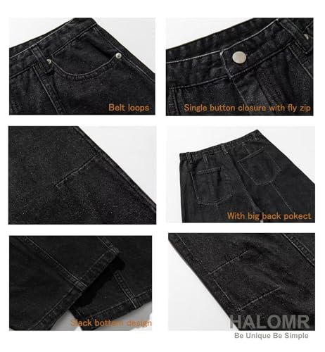 HALOMR Men's Relaxed-Fit Carpenter Jean Big Wide Cotton Denim Pants Hip Hop4