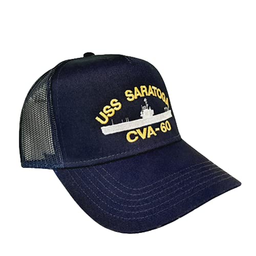 Gorra de béisbol USS Saratoga CVA-60 azul malla snapback miniatura 3