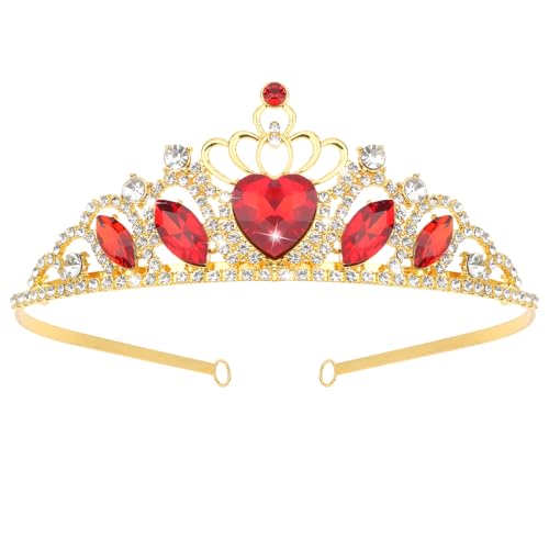 Uintoon Princess Crown Red Heart Crown Queen of Hearts Evie Costume Cosplay Party Tiara Birthday Tiara